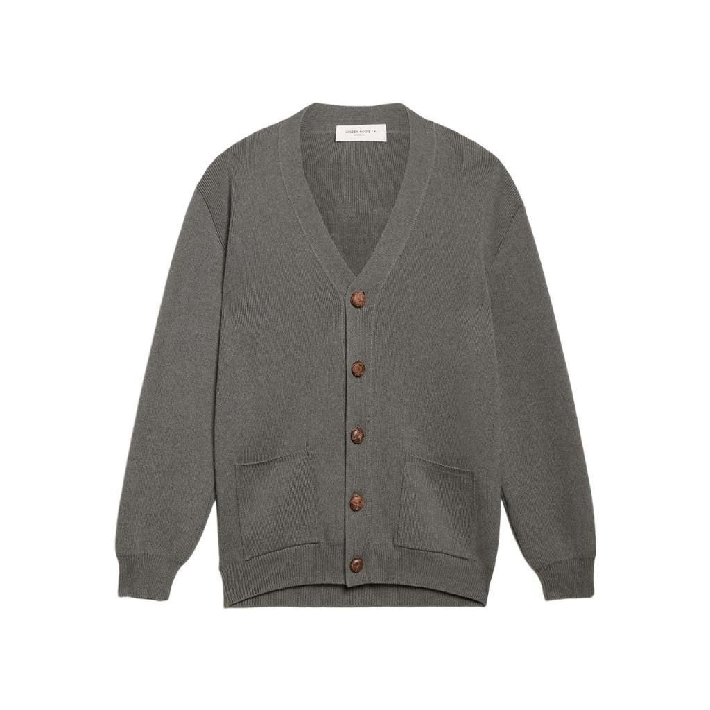 Golden Goose [해외] 골든구스 로고 백 코튼 가디건 다크 그레이 멜란지 GWP00950-P000662-60304