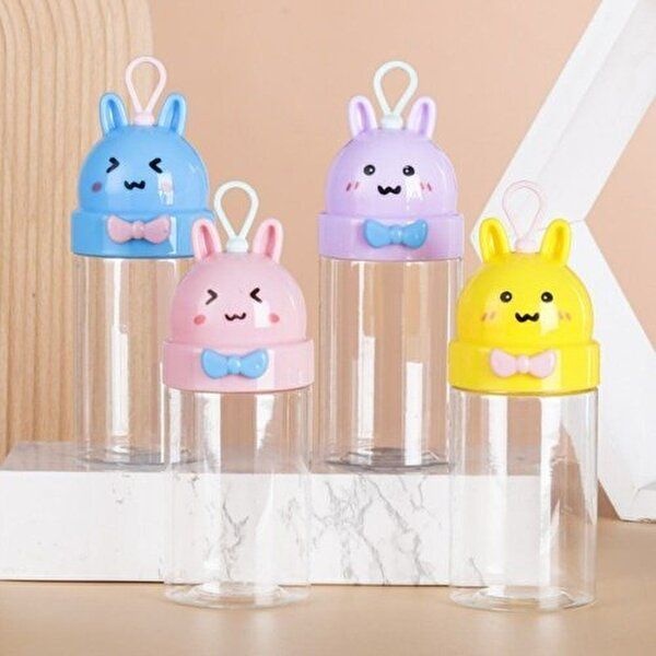 고품질 PVC용기 (윙크 원기둥형 토끼) 250ml (색상혼합) 용기 밀폐 진공밀폐 바퀜 웩유리 은호팩 WFLQ665