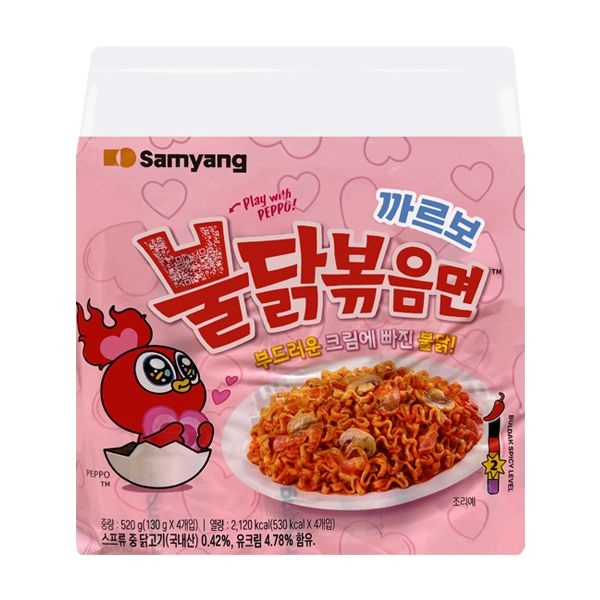 삼양 까르보 불닭볶음면 (130gX4입) 봉지면 번들 비빔면 매운라면 크림