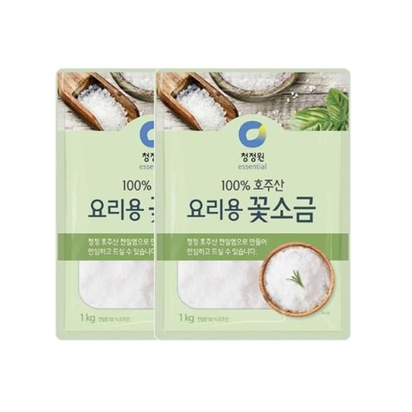 청정원 요리용 꽃소금 2개 1kg 업소용 요리 캠핑 스테이크 나물 새우
