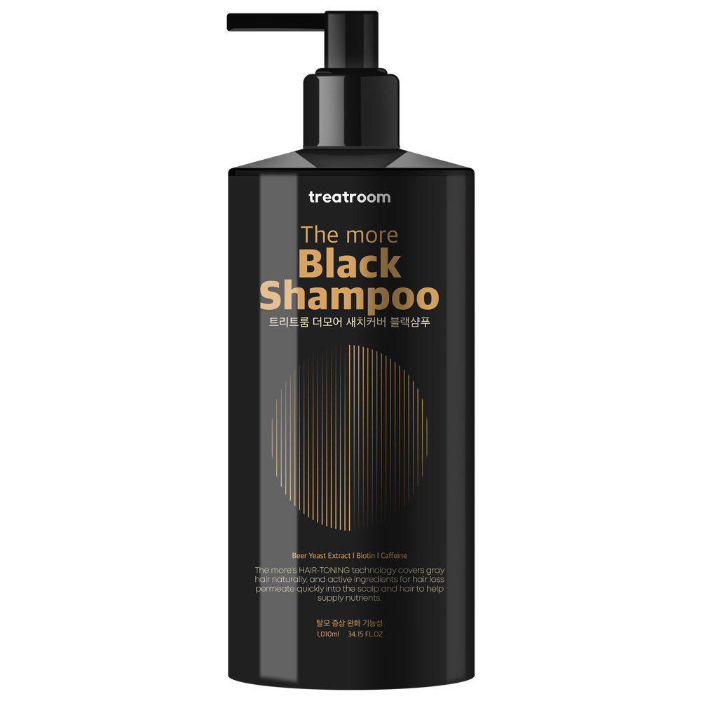 트리트룸 더모어 대용량 새치 염색 블랙 샴푸, 1010ml