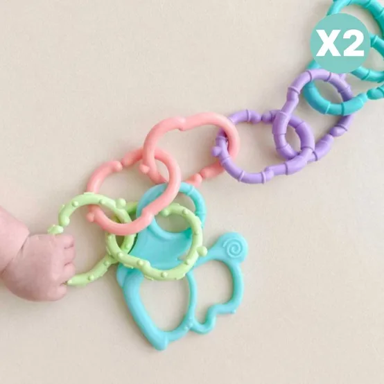 꼬꼬노리 아기 고리 장난감 치발기 세트 민트다람쥐X2