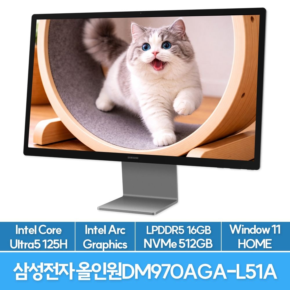 삼성전자 올인원 프로 DM970AGA-L51A Ultra5 125H 16G 512G 4K UHD WIN11HOME 27인치 일체형PC EU