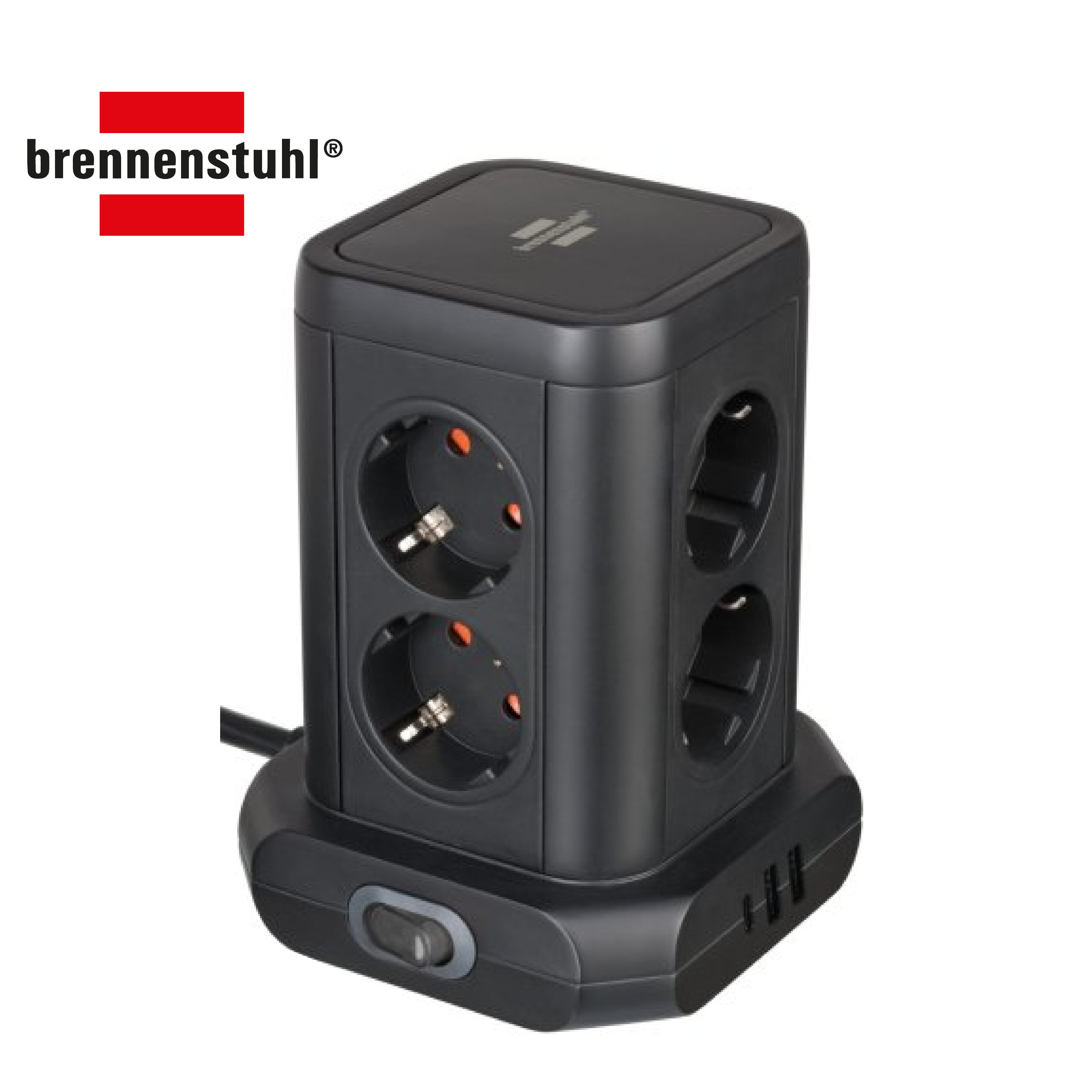 Brennenstuhl Socket Tower 8구 타워멀티탭 2m 블랙