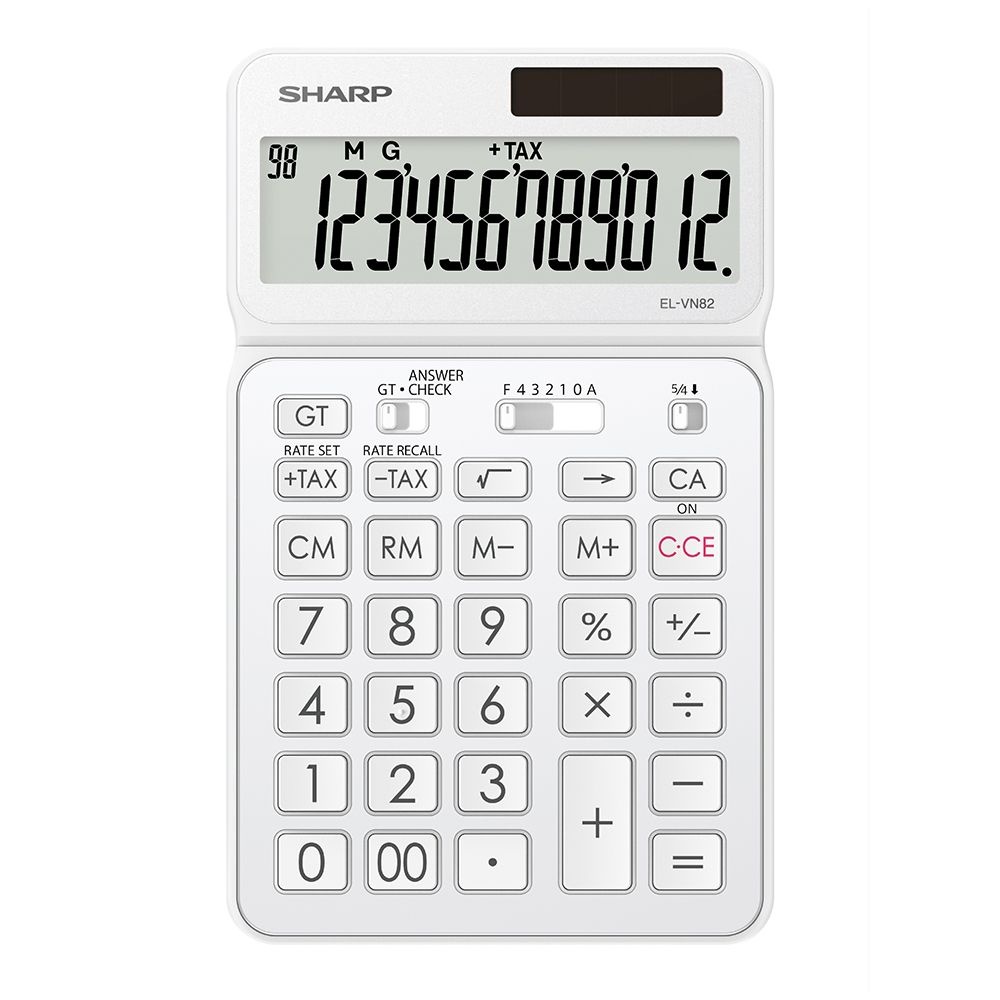 샤프 일반용계산기 EL-VN82 화이트 각도조절 디스플레이 검수 TAX GT 메모리 루트 계산 지원