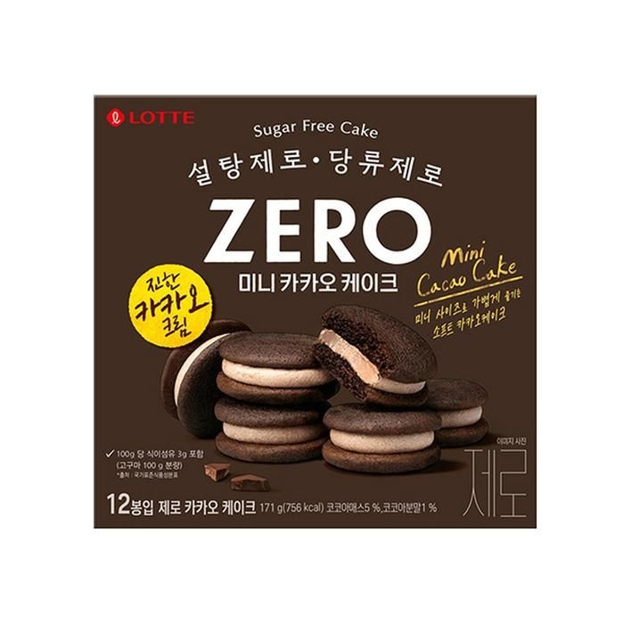 파이 롯데 제로 미니 카카오 케이크 171g 4각