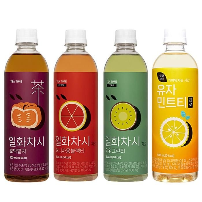 일화차시 호박팥차5개+허니자몽블랙티5개+키위그린티5개+유자민트티5개 500ml 20개