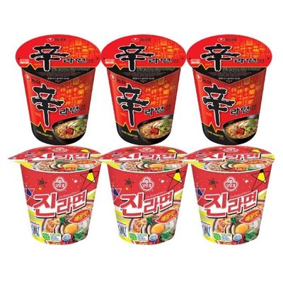컵라면 소컵 2종 혼합 신라면 컵 3개 + 진라면 매운맛 컵 3개
