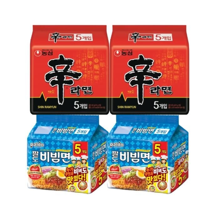 봉지라면 멀티팩 2종 각 2팩 / 신라면 2팩 + 팔도 비빔면 2팩