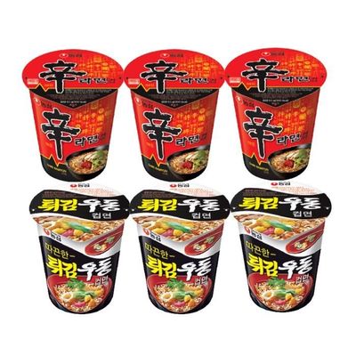 컵라면 소컵 신라면 컵 3개 + 튀김우동 컵 3개 / 총 6개