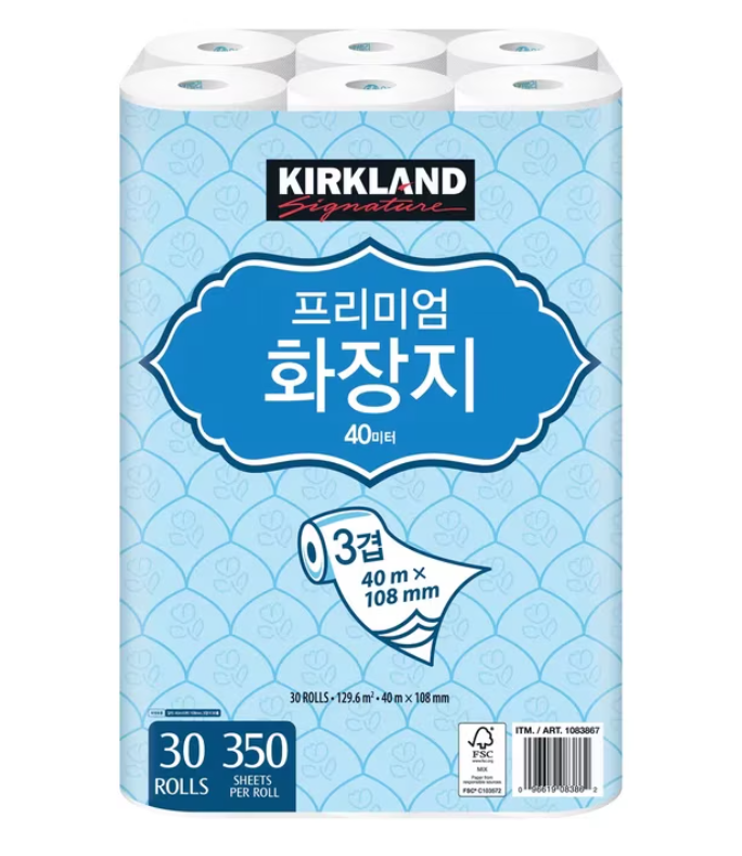 [온누리7%혜택]커클랜드 프리미엄 3겹화장지40m 30롤