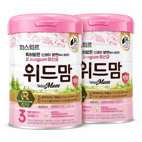  파스퇴르 위드맘 제왕 분유 3단계 750g 2개