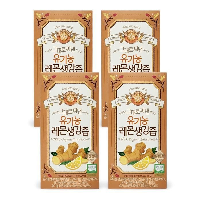 홀베리 그대로 짜낸 유기농 레몬생강즙 15g x 14포 4박스 Ss