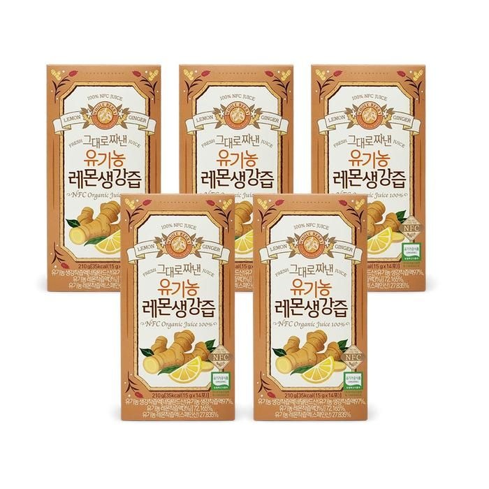 홀베리 그대로 짜낸 유기농 레몬생강즙 15g x 14포 5박스 Ss