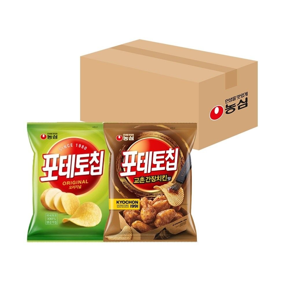 농심 포테토칩 오리지널 60g 8개+ 교촌간장치킨맛 55g 8개