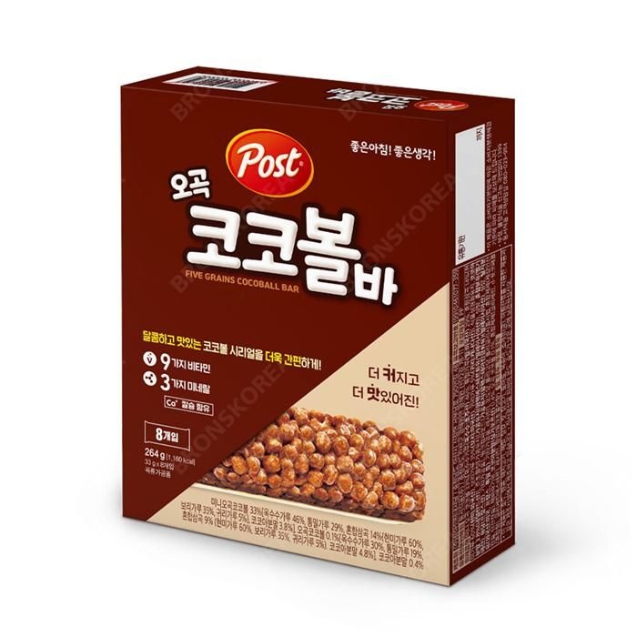 포스트 오곡코코볼바 8T 시리얼바 간식 과자 코코볼 초코