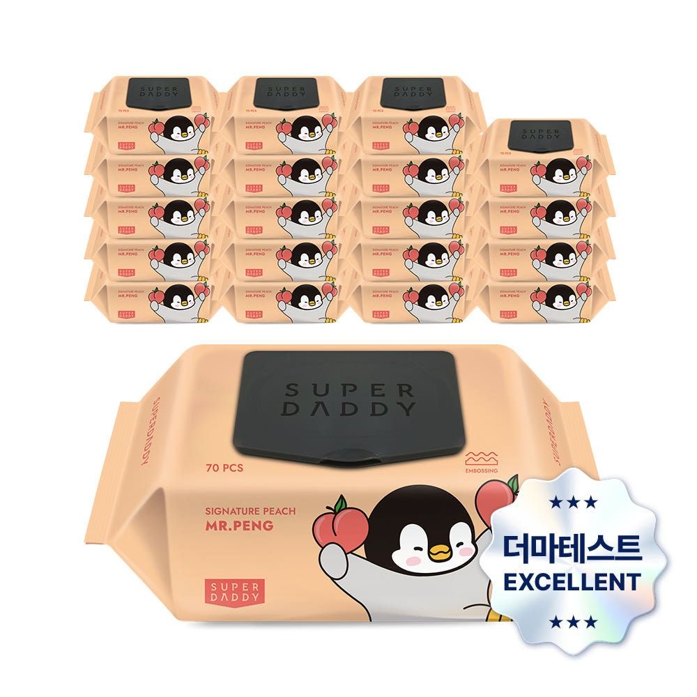 슈퍼대디 미스터펭 피치 아기물티슈 캡형 70매 20팩 (70g)