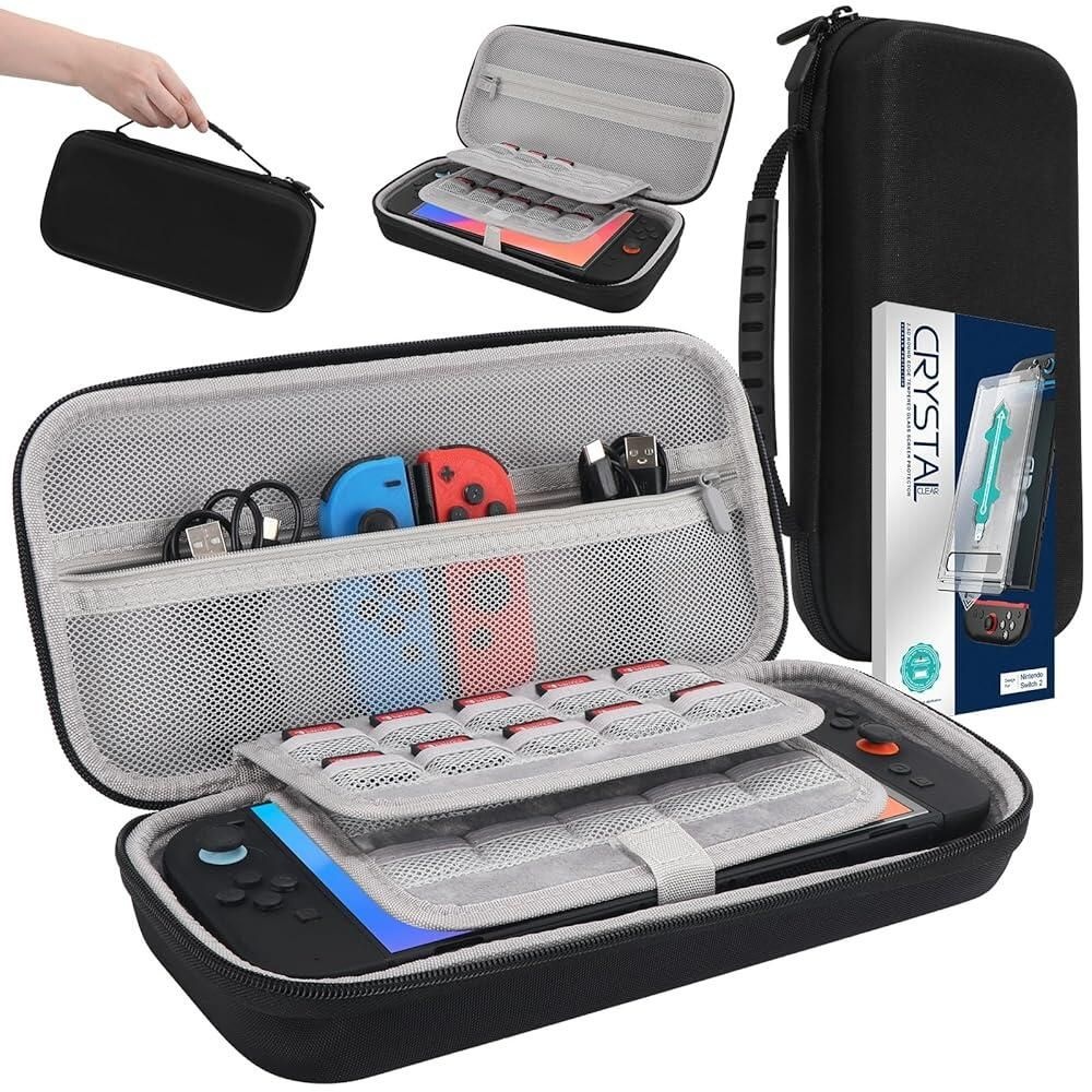 [해외] BIGBIGRIVER Large Capacity Carrying Case for Nintendo Switch 2 2025 with 20 Game CassettesScreen Protector CoverAccessory OrganizerTempered Glass Scre