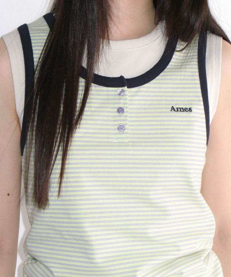 [7월 29일 배송] AMES-WORLDWIDE LAYERED BUTTON SLEEVELESS YELLOW