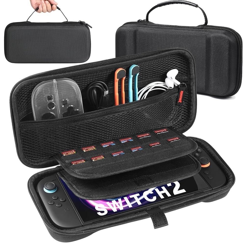 [해외] Matoolser Travel Carrying Case Compatible for Nintendo Switch 2 2025 Slim Hard Shell Protective Pouch Carry Bag Accessories Holds 24 Game Cartridge Bl