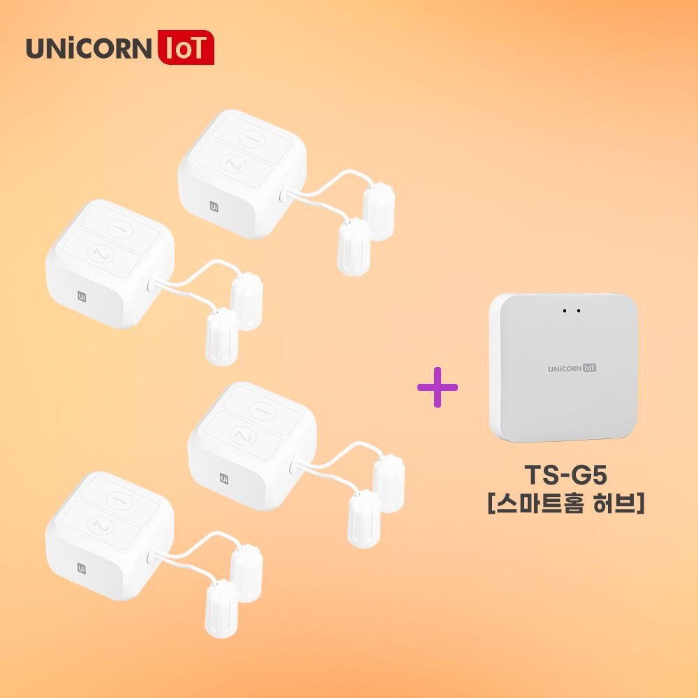 유니콘IoT 충전식 스마트핑거터치봇 4세트 + 스마트홈허브(TS-G5) 묶음상품 원격제어 스마트스위치 TS-F7 (TS-F7(4)TS-G5(
