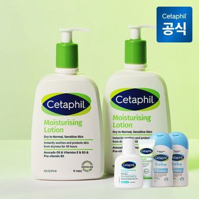 [10%다운로드쿠폰] 세타필 모이스춰라이징 로션 473ml 2개(+로션 29ml+크림 10g+워시 50ml 2개)