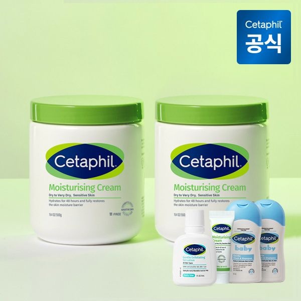 [뷰세라][15%다운로드쿠폰] 세타필 모이스춰라이징 크림 550g 2개(+로션 29ml+크림 10g+워시 50ml 2개)