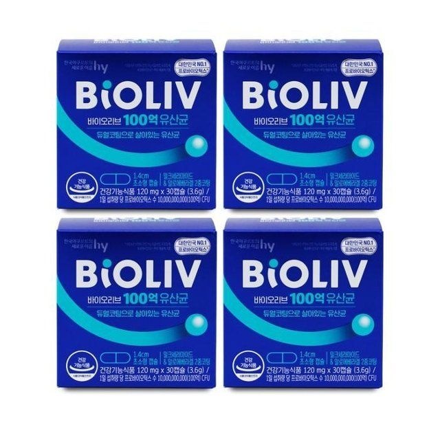 바이오리브 100억 유산균 120mg x 30캡슐 X 4박스 I