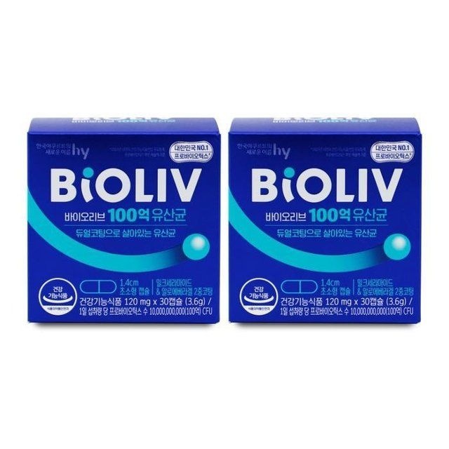 바이오리브 100억 유산균 120mg x 30캡슐 X 2박스 I