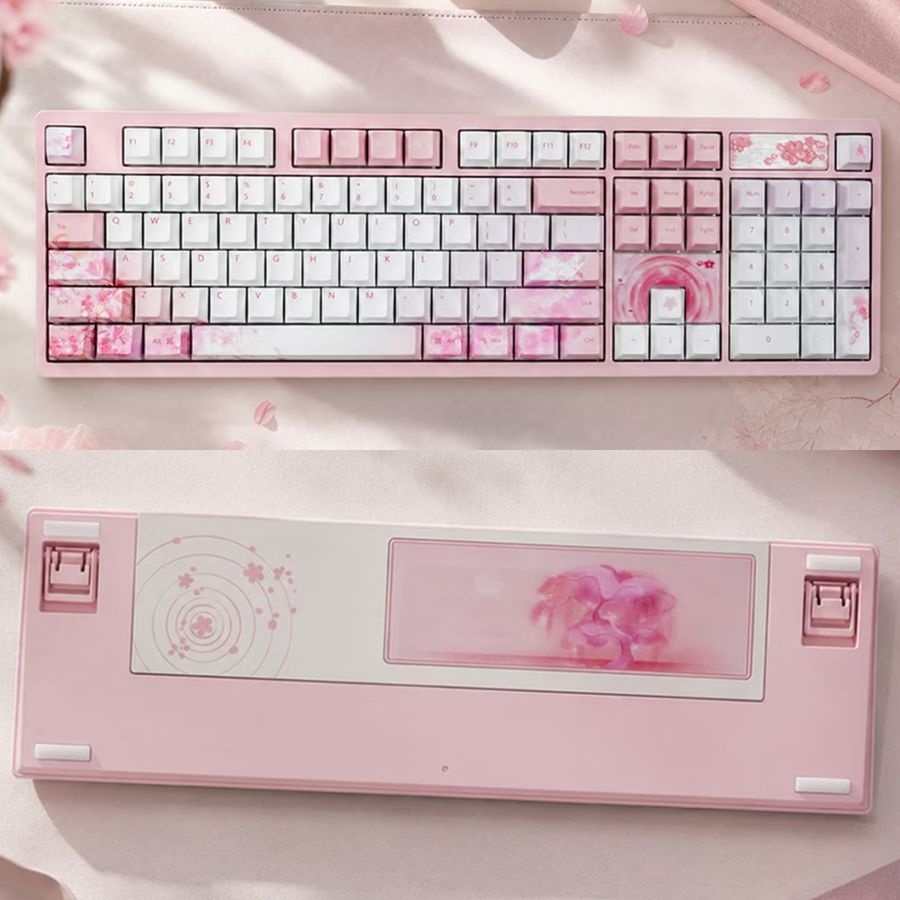 [해외] 바밀로 벚꽃 사쿠라 VA100 유무선 핫스왑 기계식 키보드 105키 사무용 게이밍 RGB