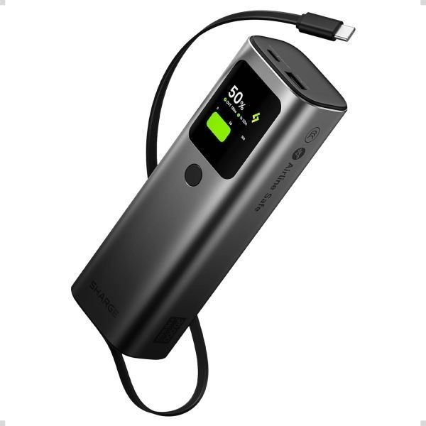 [해외] 샤지 Sharge 접이식 165W 파워 뱅크 내장 케이블 포함 총 출력 20000mAh 3포트 고속 충전 스마트 디지털 디스플레이 노