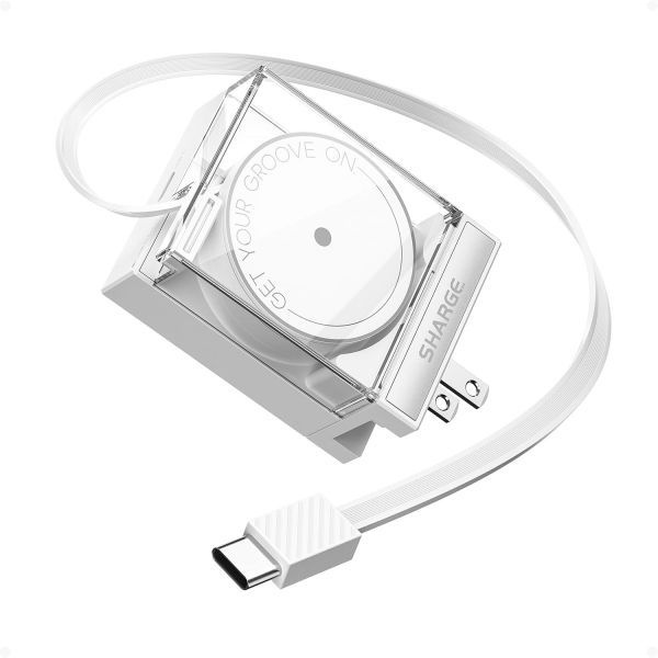 [해외] SHARGE 샤지 65W 접이식 USB C 충전기 케이블이 있는 GaN 전원 벽면 MacBook Pro Air 아이폰호환 17 16 Pixel Book iPad Pro용 PD 고