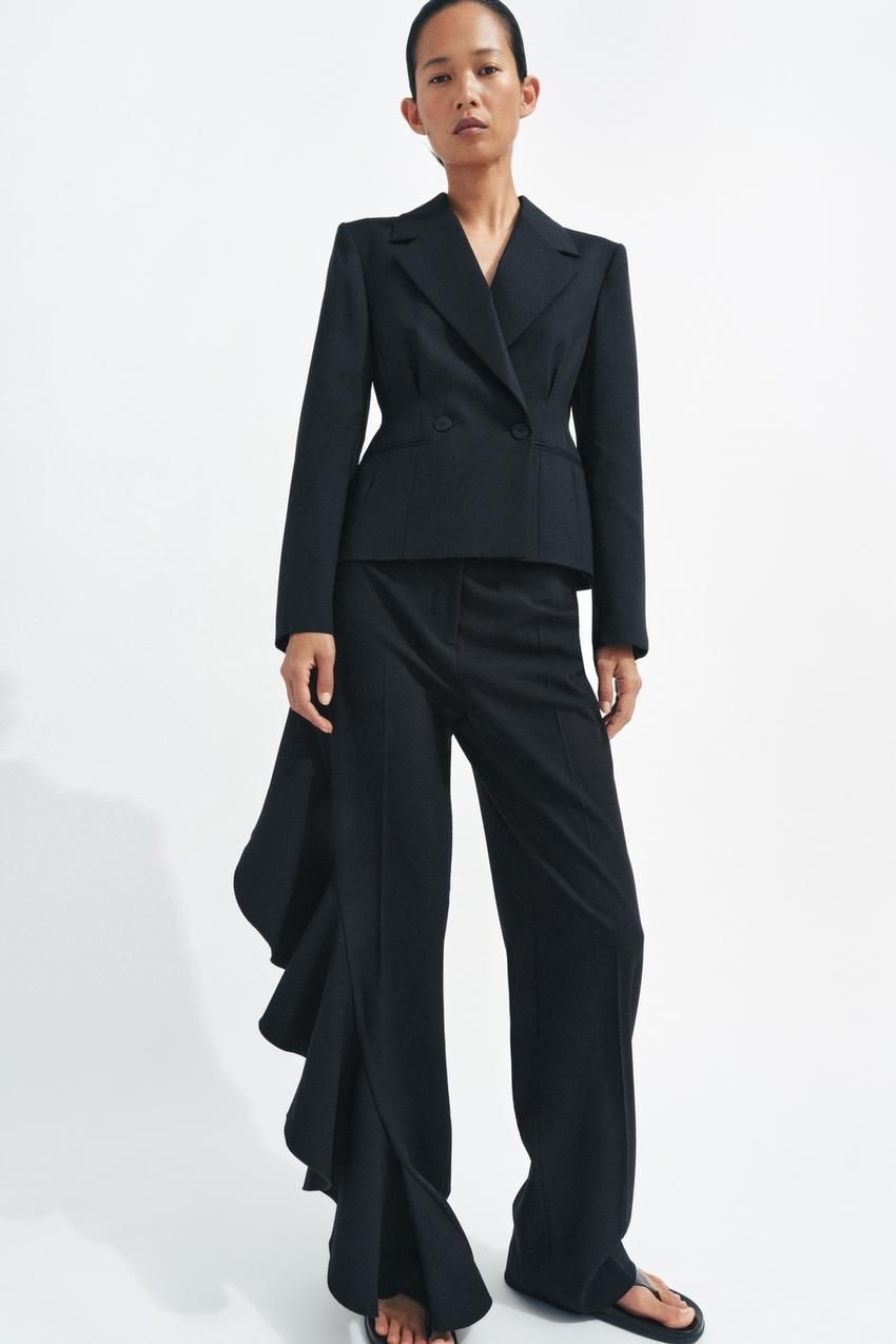 자라 ZARA ZW 컬렉션 울 타이트핏 블레이저 - 블랙 2723/461/800 82U701 72K895