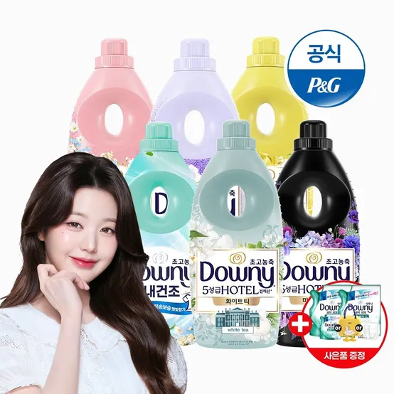 [APP전용] 다우니 섬유유연제 1Lx6 호텔/실내건조/탈취파워 + 오리보냉백/공병/200ml/450ml 중 랜덤 증정[S223]