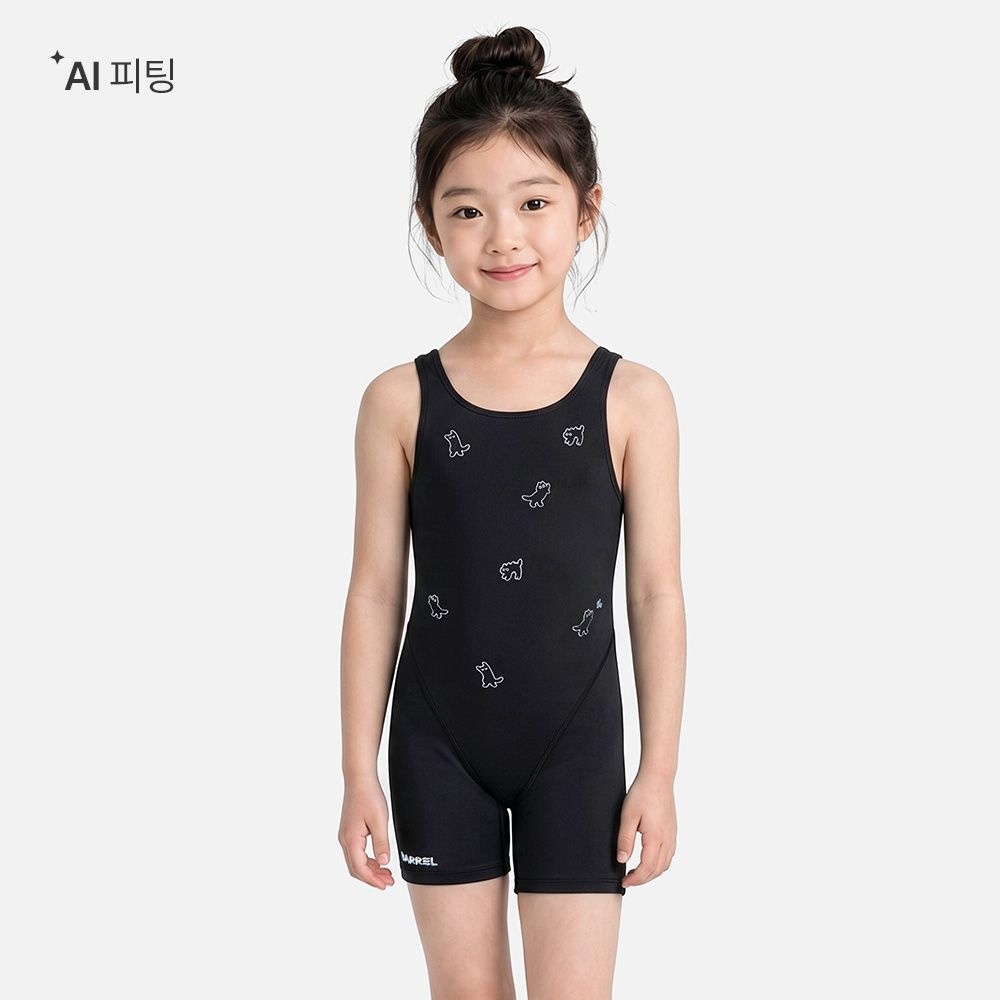 여아 마일로 U백 3부 반신 수영복 블랙 (B6FKSWH801BLK)