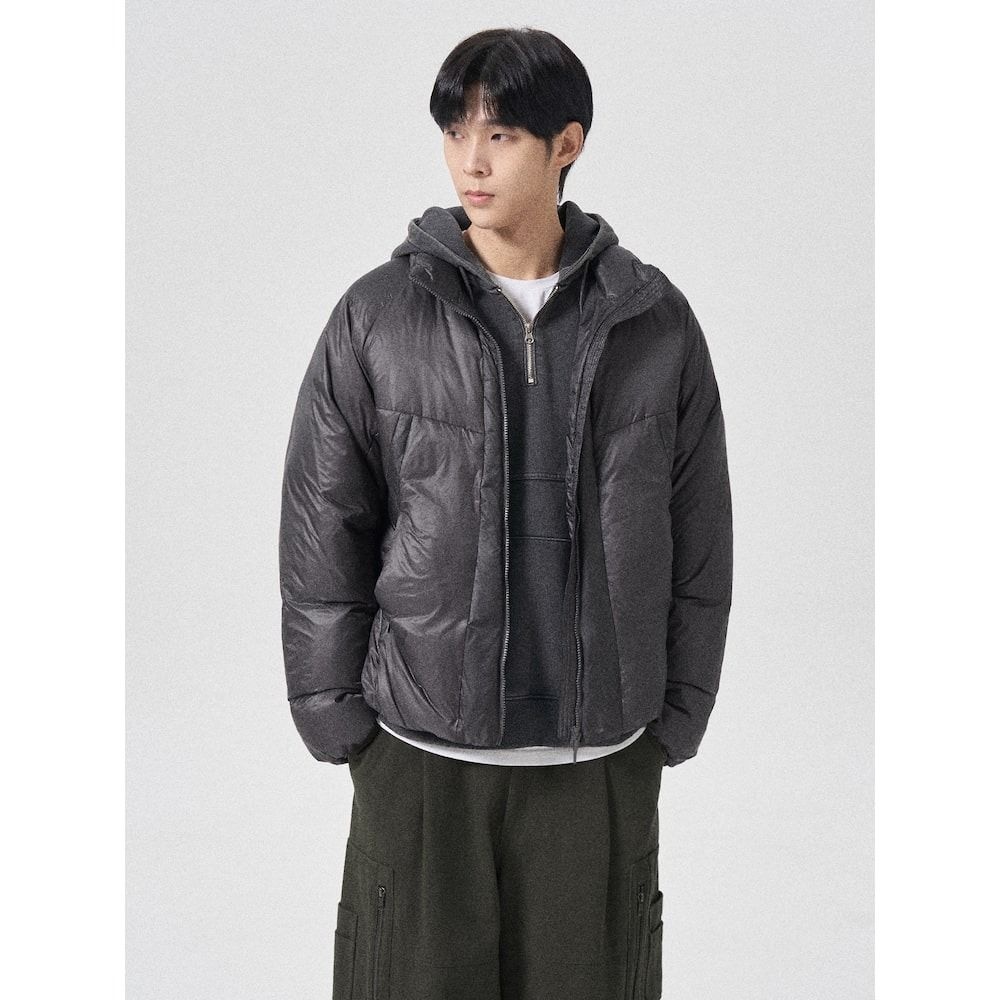 에잇세컨즈 424Y38LYF4 여성 숏패딩 방한숏패딩 립스탑 다운 점퍼 애쉬 4639005