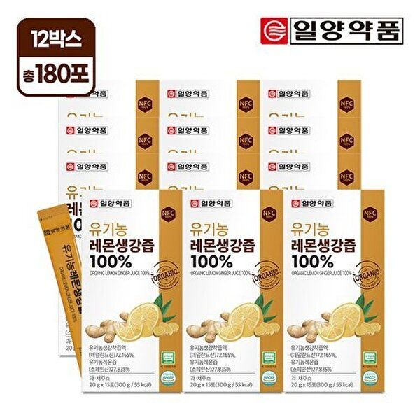 일양약품 [일양약품]유기농 레몬생강즙 15포 12박스 / NFC착즙 진저샷 스틱