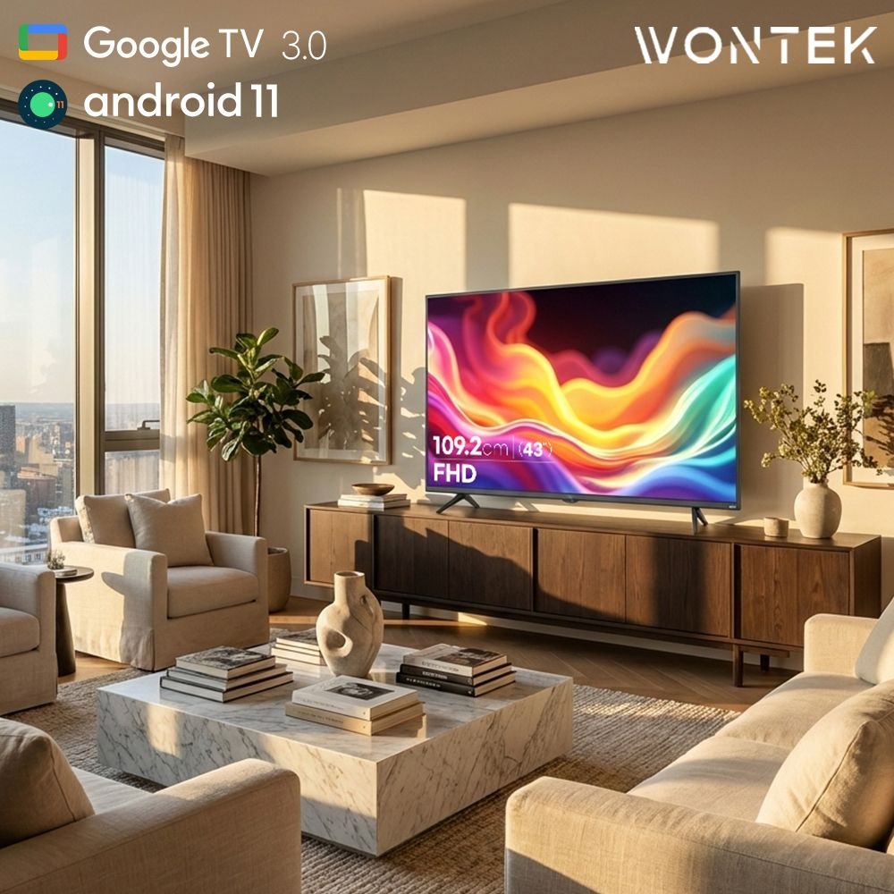 원테크 Wonteck 108cm 43인치 대화면 4K 안드로이드 스마트 TV (넷플릭스/유튜브)