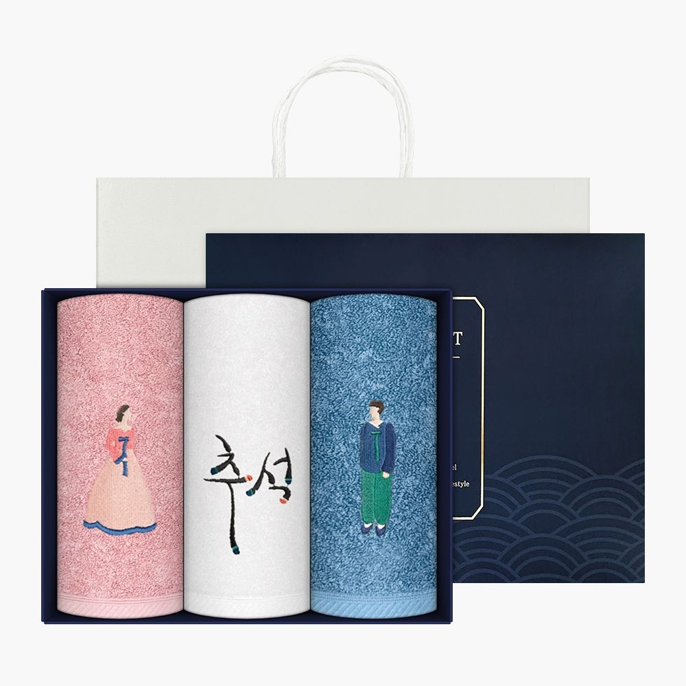 [롯데백화점] 송월타올 [송월타올] 선남선녀 3매선물세트+쇼핑백(랜덤발송)