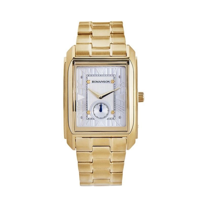 ROMANSON 사각 스몰세컨 무브 남성용 메탈 시계 RWTMJM7A2500GOSI0