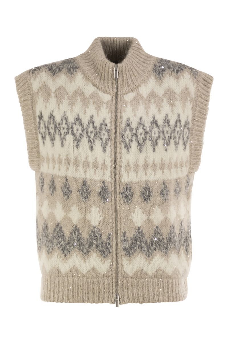 블루마이크 26FW Peserico Jacquard 니트 gilet in alpaca blend with sequins A93141F03H9100H44