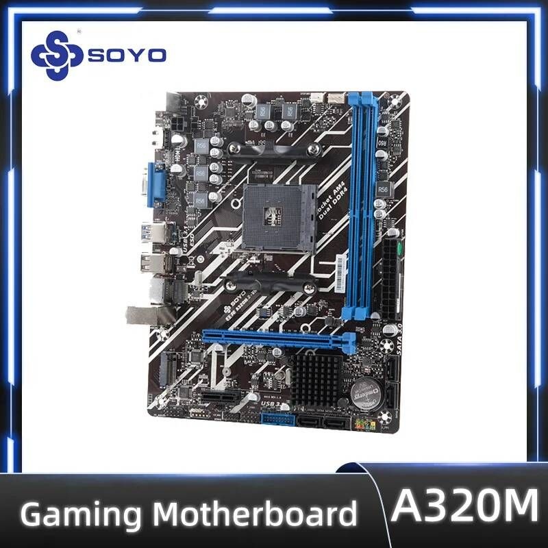 [해외] 마더보드 메인보드 SOYO 전체 드래곤 A320M.2-VH 게임 마더 보드 DDR4 듀얼 채널 메모리 슬롯 8th APU AMD Ryzen CPU (AMD A320/AM