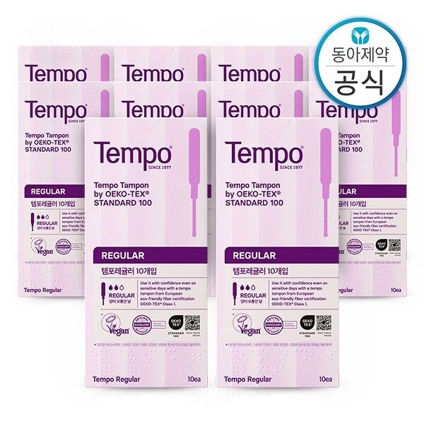 템포 탐폰 체내형생리대 10매 10개 총100매 레귤러/슈퍼 中 1택