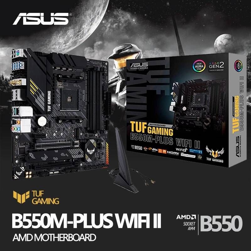 UnKnown [해외] 마더보드 메인보드 ASUS TUF GAMING B550M PLUS (WI-FI) II Micro-ATX 마더 보드 DDR4 4600 MHz 128G 마이닝 세트 AM4 지원 AMD Ryzen CPU