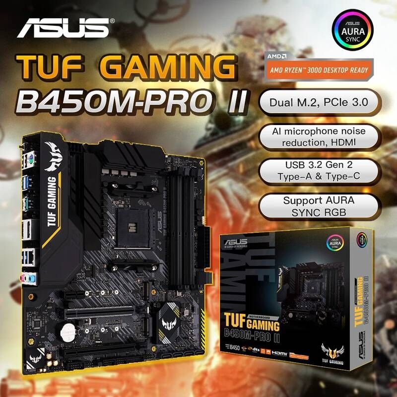 [해외] 마더보드 메인보드 ASUS- TUF B450M PRO II 게임 콘솔 128G AM4 DDR4 R3 R5 R7 R9 AMD CPU 프로세서 지원