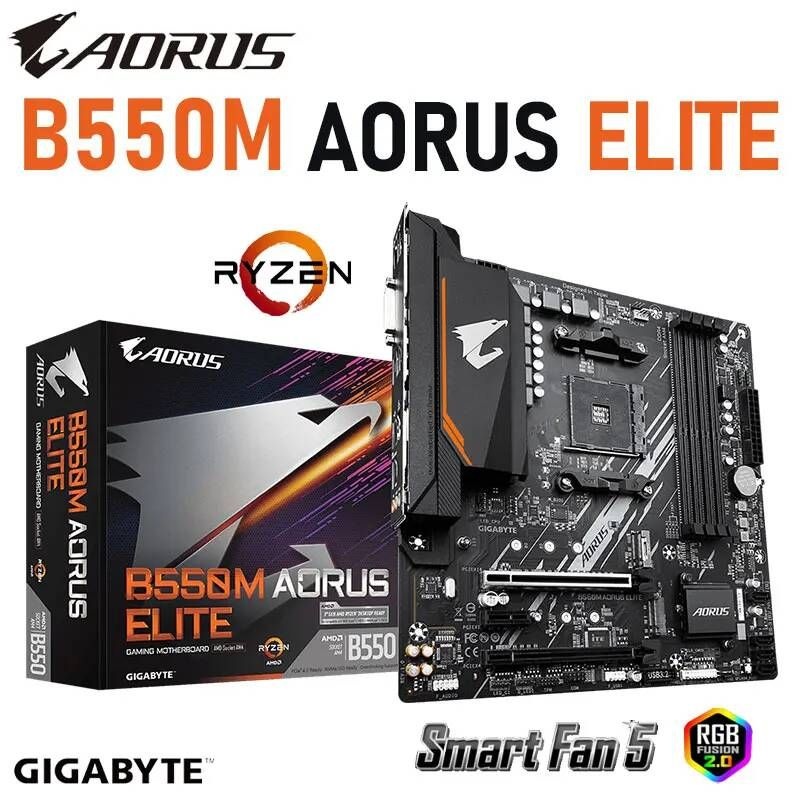 [해외] 마더보드 메인보드 기가 바이트 B550M AORUS ELITE AMD B550 소켓 AM4 DDR4 128GB PCI-E 4.0 M.2 오버록 마이크로-ATX 메인 보드 신