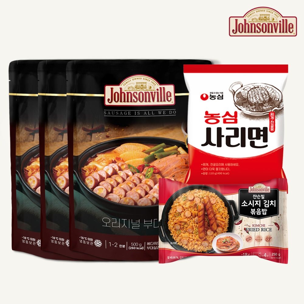 [롯데온] 쟌슨빌 부대찌개500g 3팩+김치볶음밥1팩+라면사리1팩