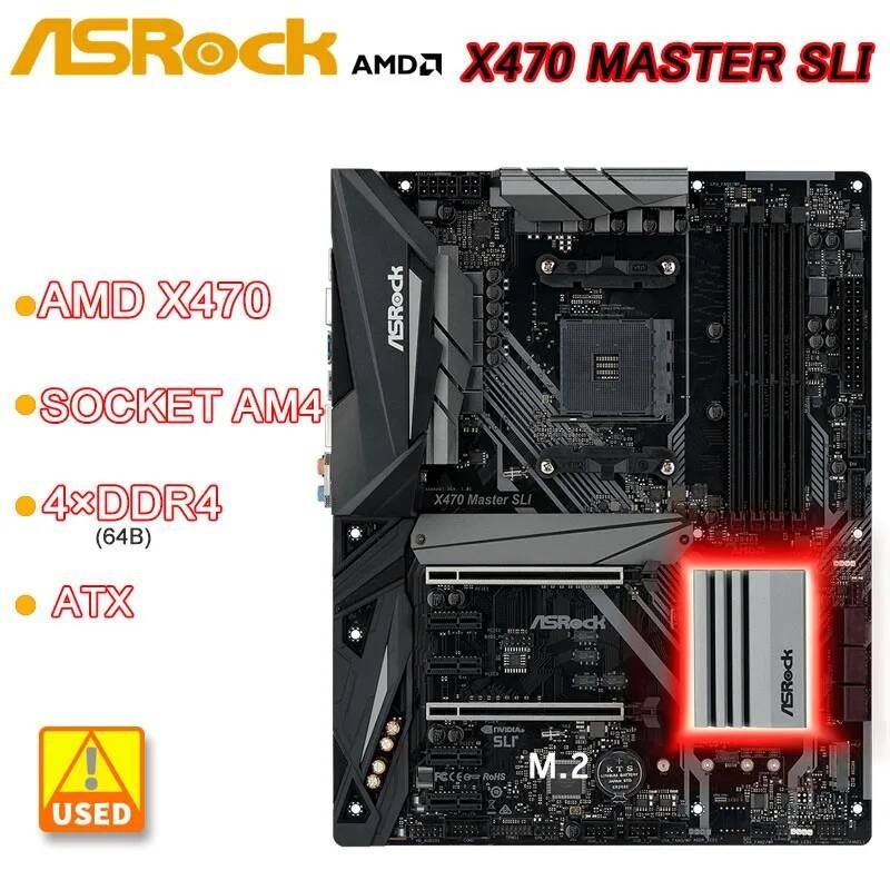 [해외] 마더보드 메인보드 ASRock-X470 X470 마스터 SLI AMD AM4 4xDDR4 64GB USB 3.1 HDMI M.2 SATA3 5000 및 G 시리즈 cpu 용