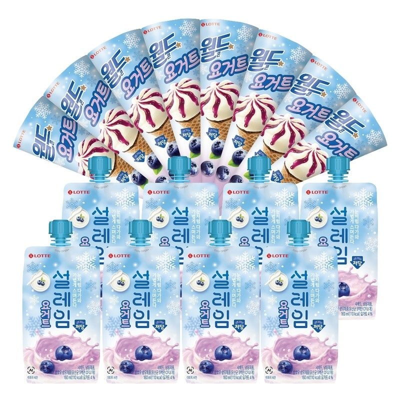 롯데푸드 롯데푸드 요거트 저당 월드콘x8+설레임x8