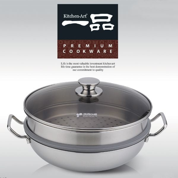 키친아트 일품(一品) 3-PLY 인덕션 2단찜파티웍24CM